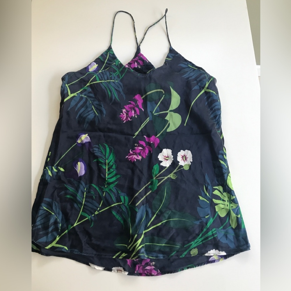 Olivia Von Halle Bella Floral-Print Silk-Satin Pajama Top Size: 1 = US S